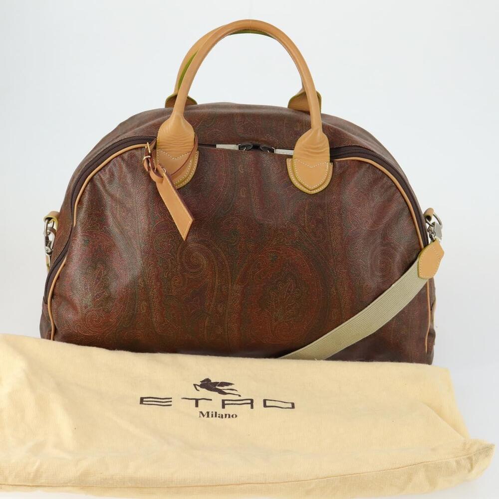 ETRO Paisley Boston Bag PVC 2way Bordeaux Gold Auth am10241 - Picture 12 of 16